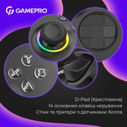 Геймпад GamePro із зарядною станцією BT 5.3/USB/2.4 ГГц (Switch/PC/iOS/Android) RGB Black (GPX13BDOC)