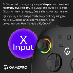 Геймпад GamePro із зарядною станцією BT 5.3/USB/2.4 ГГц (Switch/PC/iOS/Android) RGB Black (GPX13BDOC)