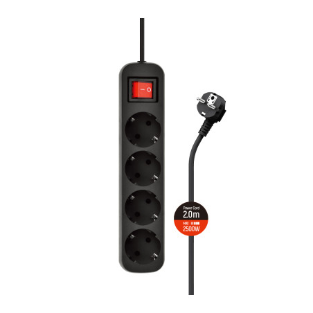 Мережевий фільтр живлення ColorWay CW-PSEA42BK /2M black (CW-PSEA42BK)