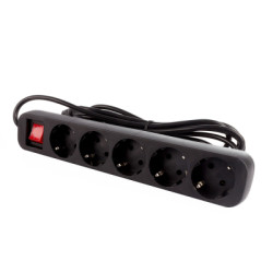 Мережевий фільтр живлення ColorWay CW-PSEA52BK, 5 розеток/ 2M black (CW-PSEA52BK)