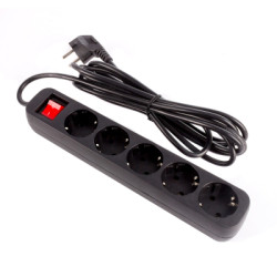 Мережевий фільтр живлення ColorWay CW-PSEA53BK, 5 розеток/ 3M black (CW-PSEA53BK)