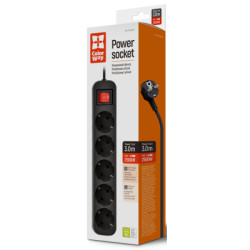 Мережевий фільтр живлення ColorWay CW-PSEA53BK, 5 розеток/ 3M black (CW-PSEA53BK)