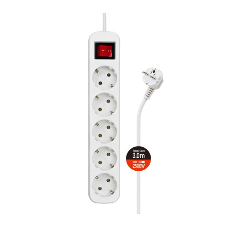 Мережевий фільтр живлення ColorWay CW-PSEA53W, 5 розеток/ 3M white (CW-PSEA53W)