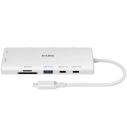Концентратор D-Link USB-C 10-in-1 2xHDMI + 1xRJ45 1000Mbps + 2xUSB-C + USB 3.1 + USB 3.0 + SD + TF silver (DUP-A01)