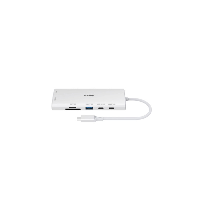 Концентратор D-Link USB-C 10-in-1 2xHDMI + 1xRJ45 1000Mbps + 2xUSB-C + USB 3.1 + USB 3.0 + SD + TF silver (DUP-A01)
