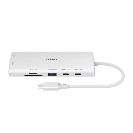 Концентратор D-Link USB-C 10-in-1 2xHDMI + 1xRJ45 1000Mbps + 2xUSB-C + USB 3.1 + USB 3.0 + SD + TF silver (DUP-A01)