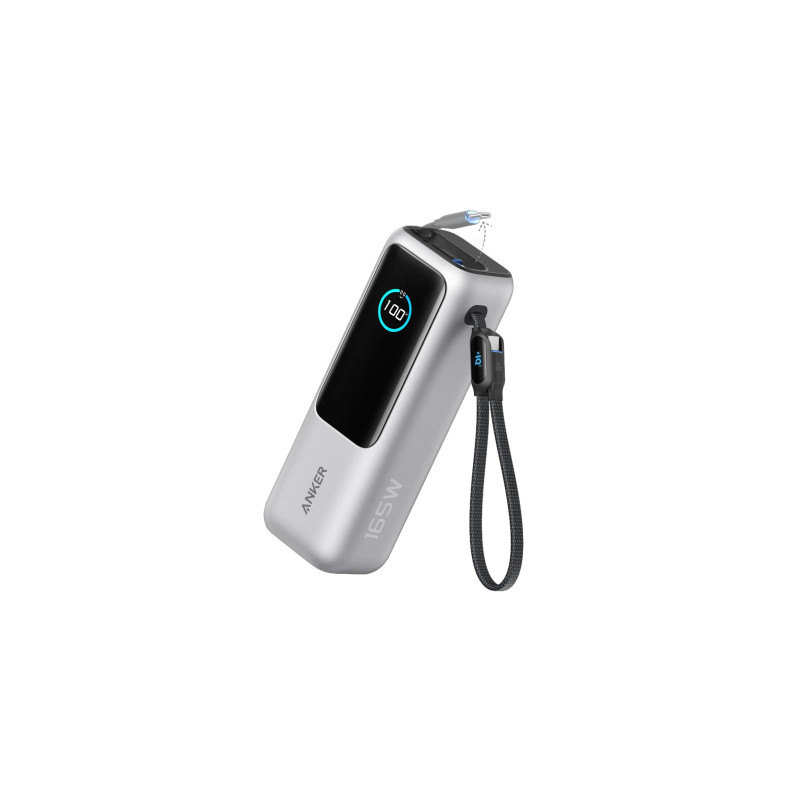 Батарея універсальна Anker 25000mAh, 165W, PD/3/0, QC/3/0, Built-In Double USB-C Cables, silver (A1695H41)