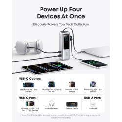 Батарея універсальна Anker 25000mAh, 165W, PD/3/0, QC/3/0, Built-In Double USB-C Cables, silver (A1695H41)