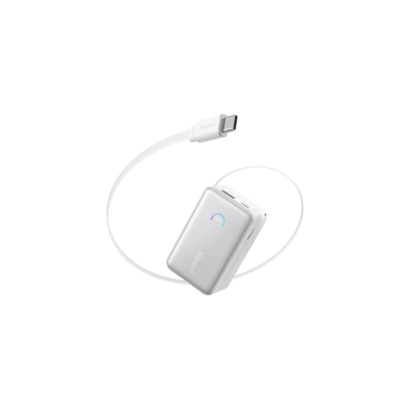 Батарея універсальна Anker Nano 10000mAh, 45W, Built-In USB-C Cable, white (A1638H21)