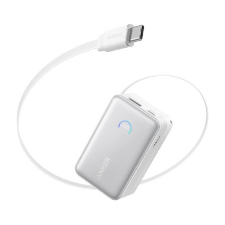 Батарея універсальна Anker Nano 10000mAh, 45W, Built-In USB-C Cable, white (A1638H21)