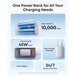 Батарея універсальна Anker Nano 10000mAh, 45W, Built-In USB-C Cable, white (A1638H21)