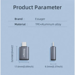 Перехідник OTG USB 3.0 AF to USB-C M gray Essager (EZJAC-SRA0G)