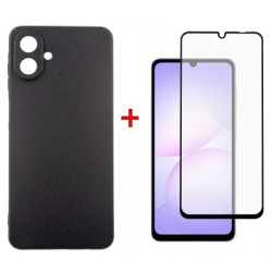 Чохол до мобільного телефона Dengos Carbon Kit for Samsung Galaxy A07 case + glass Black (DG-KM-162)