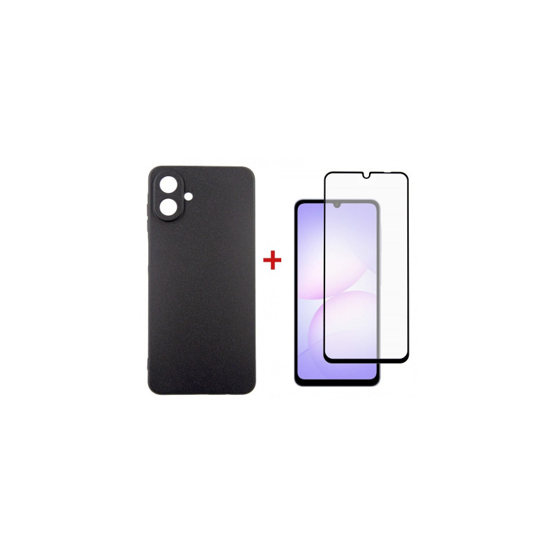 Чохол до мобільного телефона Dengos Carbon Kit for Samsung Galaxy A07 case + glass Black (DG-KM-162)