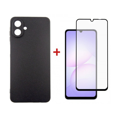 Чохол до мобільного телефона Dengos Carbon Kit for Samsung Galaxy A07 case + glass Black (DG-KM-162)