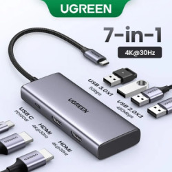 Порт-реплікатор Ugreen Dock CM498 USB 3.0 Type-C - 1хUSB-A 3.0/3хUSB-A 2.0/2xHDMI 4K 30Гц PD (35897)