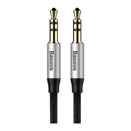 Кабель мультимедійний Jack 3.5mm Yiven M30 M/M 1.5m silver-black Baseus (CAM30-CS1)