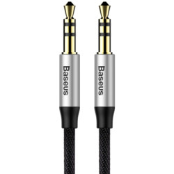 Кабель мультимедійний 3.5mm M to 3.5mm M 1.0m silver-black Baseus (CAM30-BS1)