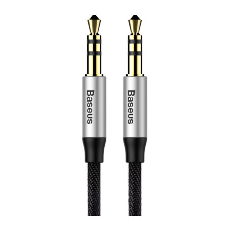 Кабель мультимедійний 3.5mm M to 3.5mm M 1.0m silver-black Baseus (CAM30-BS1)