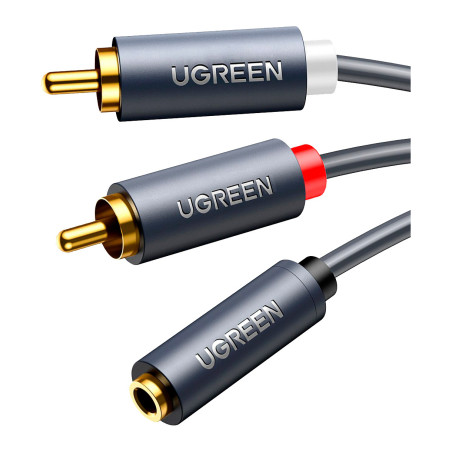 Кабель мультимедійний 3.5mm F to 2xRCA M 0.25m Black Ugreen (10561)