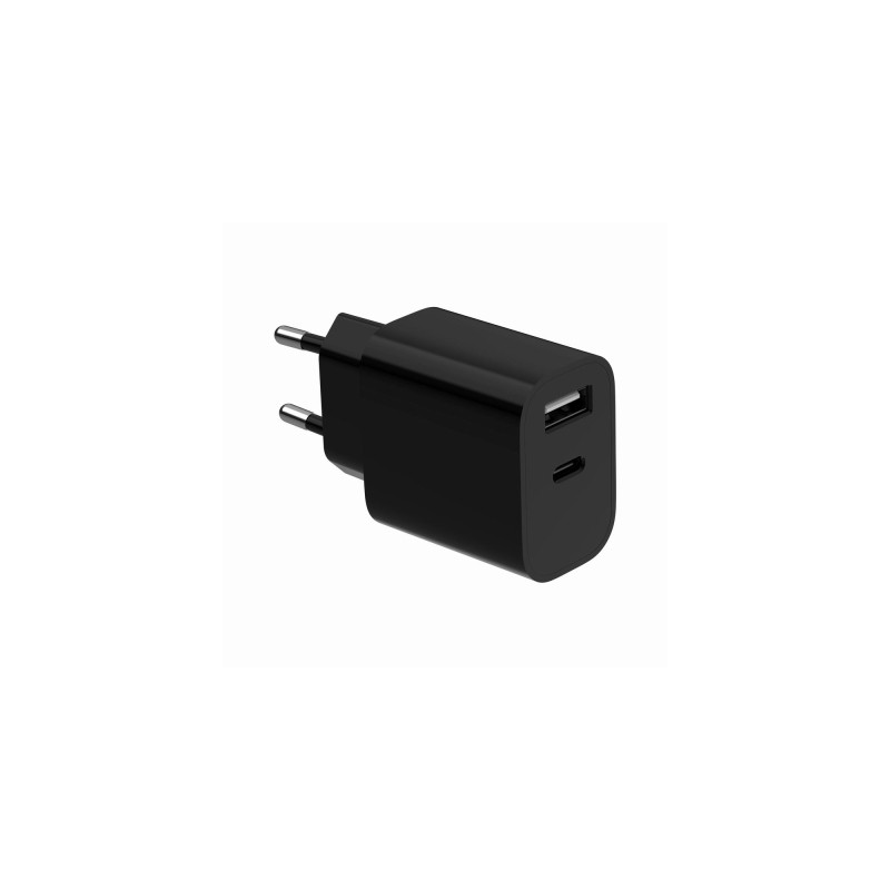 Зарядний пристрій Gembird 1xUSB-C + 1xUSB 12W black (TA-UC-2AC12-01-BK)