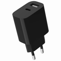 Зарядний пристрій Gembird 1xUSB-C + 1xUSB 12W black (TA-UC-2AC12-01-BK)
