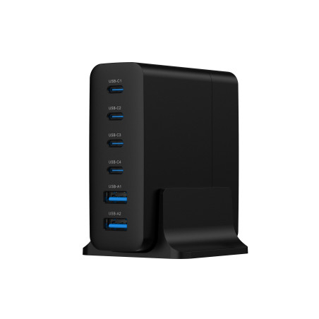 Зарядний пристрій Gembird 4xUSB-C PD25W + 2xUSB QC3.0 18W black (TA-UC-2A4C-PD75-01-BK)