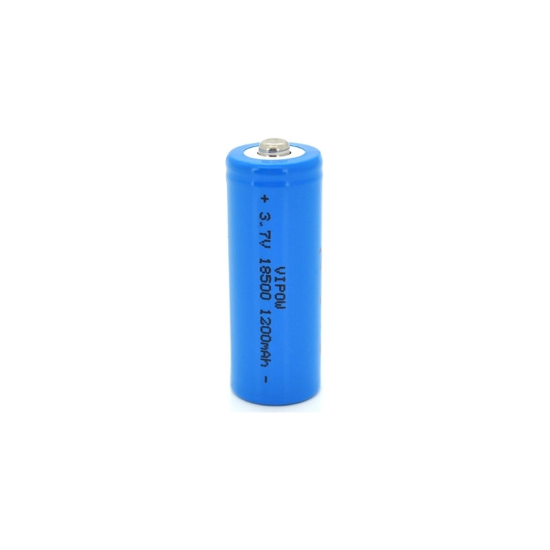 Акумулятор 18500 1200mAh, Li-Ion, TipTop, 3.7V, Blue Vipow (ICR18500-1200mAhTT)