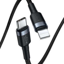 Дата кабель USB-C to Lightning 1.0m 18W 2.1A Cafule Black-Grey Baseus (CATLKLF-G1)