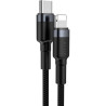 Дата кабель USB-C to Lightning 1.0m 18W 2.1A Cafule Black-Grey Baseus (CATLKLF-G1)