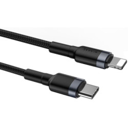 Дата кабель USB-C to Lightning 1.0m 18W 2.1A Cafule Black-Grey Baseus (CATLKLF-G1)
