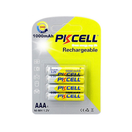 Акумулятор PkCell AAA R03 1000mAh 1.2V NiMH Rechargeable Battery, 4шт/бл (PC/AAA1000-4BR)