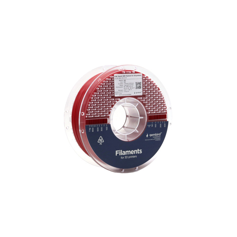 Пластик для 3D-принтера Gembird ABS High Speed, 1.75 мм, 1kg, red (3DP-ABS1.75HY-01-R)