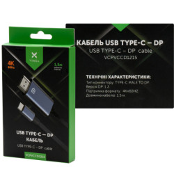 Кабель мультимедійний USB-C to DisplayPort M 1.5m v1.2 4K60Hz Vinga (VCPVCCD1215)