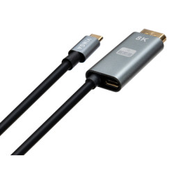 Кабель мультимедійний USB-C to DisplayPort M 1.5m v1.4 8K60Hz PD 100W port Vinga (VCPVCCD1415PD)
