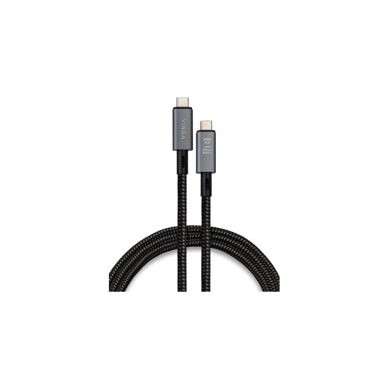 Дата кабель USB-C to USB-C 0.8m USB4 240W 40GBps 8K60Hz Nylon Vinga (VCPDCU4)