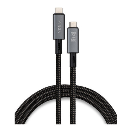 Дата кабель USB-C to USB-C 0.8m USB4 240W 40GBps 8K60Hz Nylon Vinga (VCPDCU4)