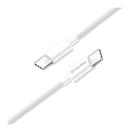 Дата кабель USB-C to USB-C 1.0m 3A 60W white ColorWay (CW-CBPDCC055-WT)
