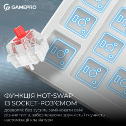 Клавіатура GamePro Asgard Drakkar Keychron Super Red Switch Wireless/Bluetooth/USB UA White (MK305WH)