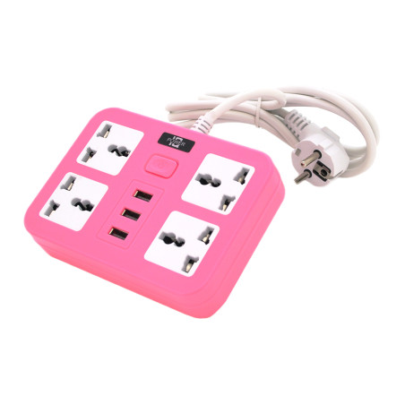 Мережевий фільтр живлення Voltronic TВ-Т15, 4роз, 3*USB Pink (ТВ-Т15-Pink)