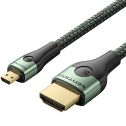 Кабель мультимедійний HDMI M to HDMI micro M 2.1m V2.0 8K 60Hz green Vention (AGKGH)