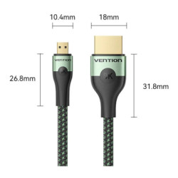 Кабель мультимедійний HDMI M to HDMI micro M 2.1m V2.0 8K 60Hz green Vention (AGKGH)