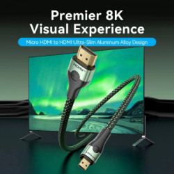Кабель мультимедійний HDMI M to HDMI micro M 2.1m V2.0 8K 60Hz green Vention (AGKGH)