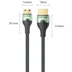 Кабель мультимедійний HDMI M to HDMI mini M 1.0m V2.1 8K 60Hz green Vention (AGJGF)