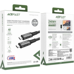 Дата кабель USB-C to USB-C 1.0m USB 4.0 240W audio/video black-grey Acefast (6974316282631)