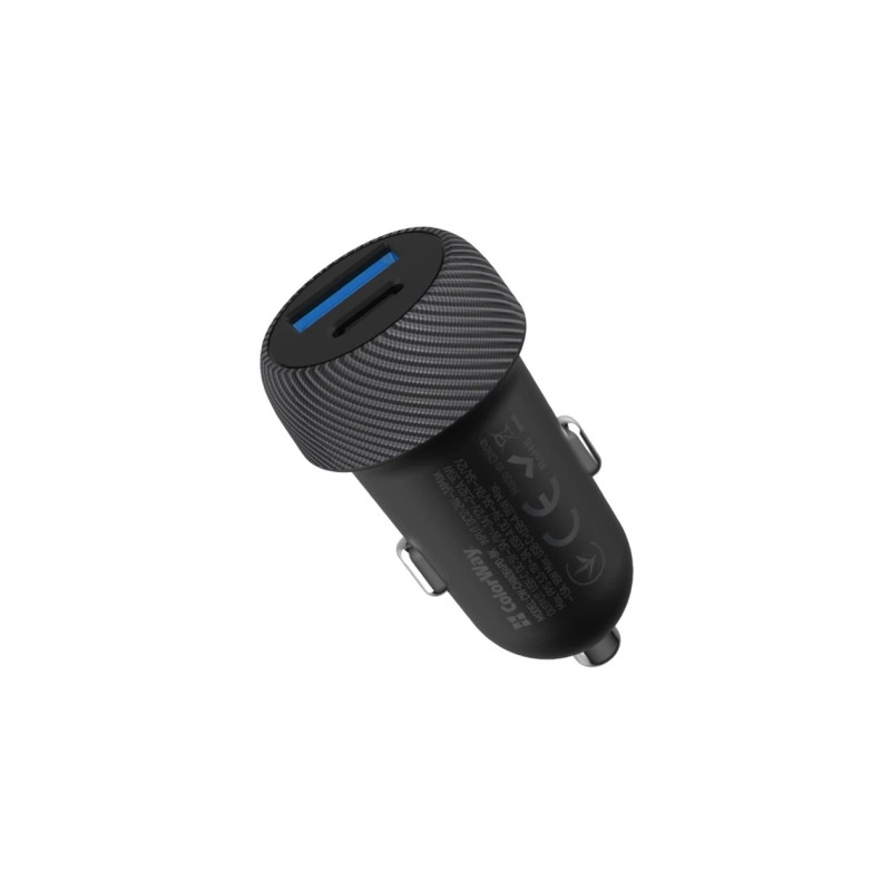 Зарядний пристрій ColorWay USB-C PD35W + USB QC3.0 car adapter (CW-CHA064PD-BK)