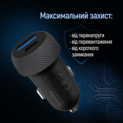 Зарядний пристрій ColorWay USB-C PD35W + USB QC3.0 car adapter (CW-CHA064PD-BK)