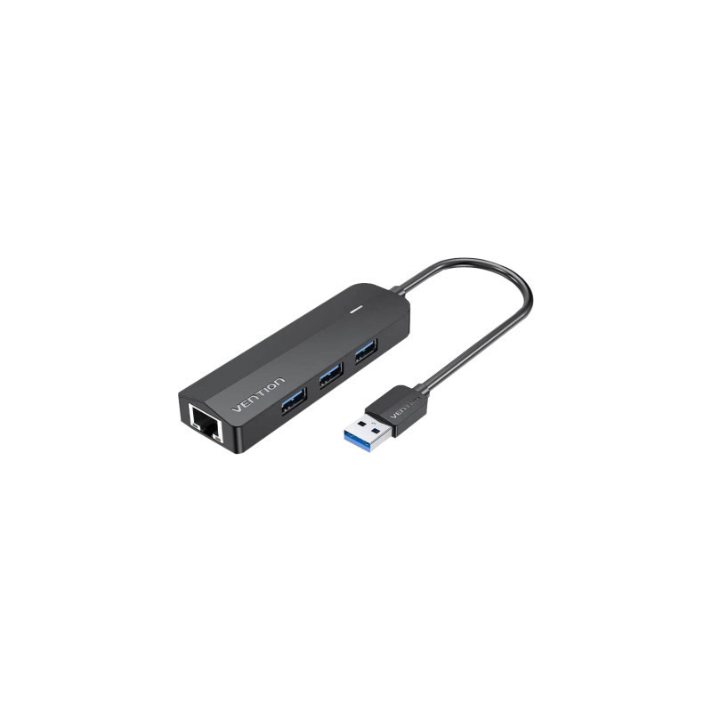 Концентратор Vention USB 3.0 to 3хUSB 3.0/RJ45 Gigabit black (CHNBB)