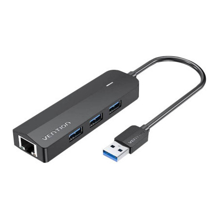 Концентратор Vention USB 3.0 to 3хUSB 3.0/RJ45 Gigabit black (CHNBB)