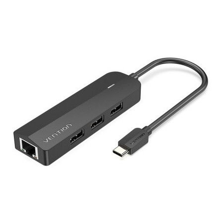 Концентратор Vention USB 3.1 Type-C to 3xUSB 2.0+MicroUSB+RJ45 100M Ethernet black (TGOBB)